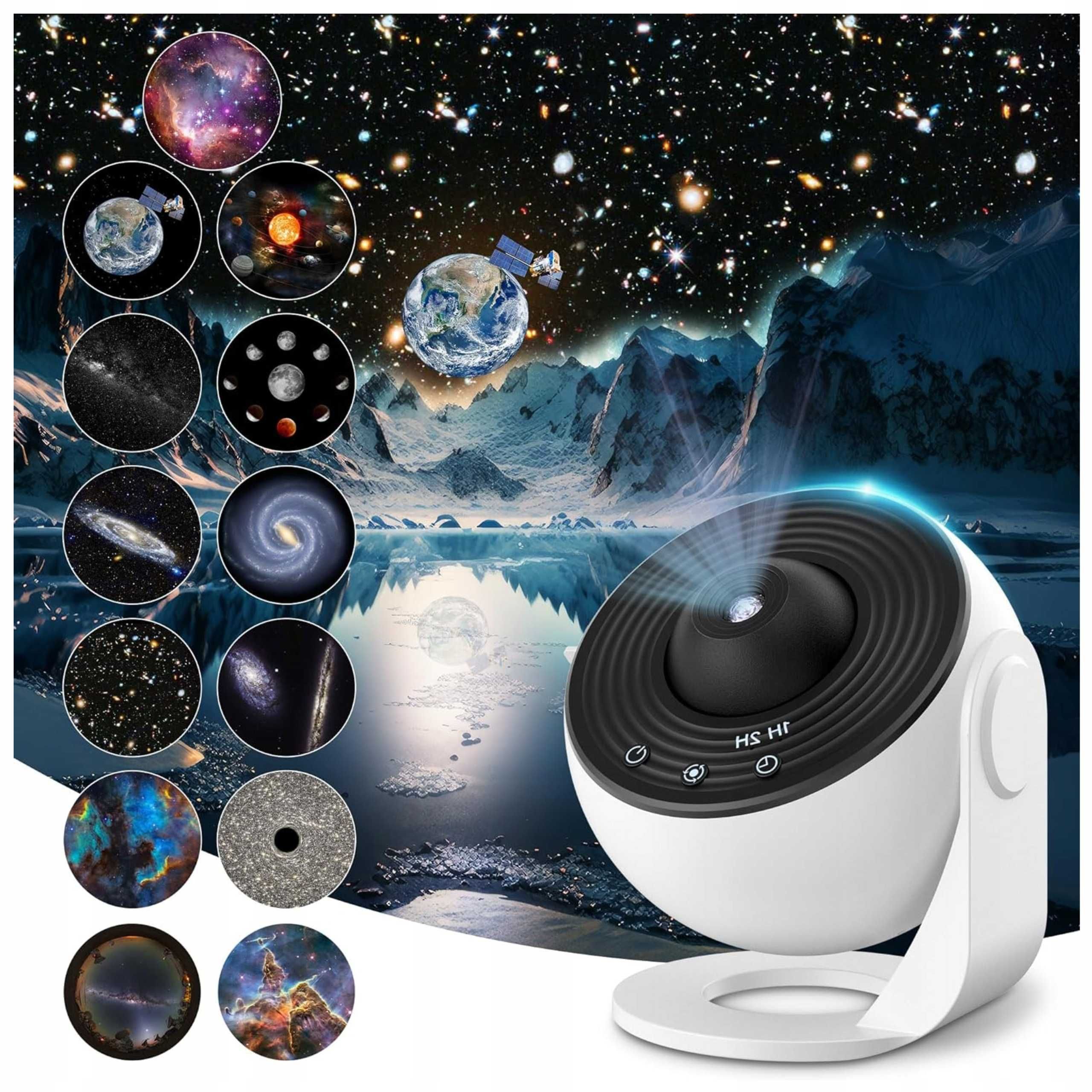 Projektor Gwiazd Planetarium Lampka Nocna LED USB 13 Projekcji 360