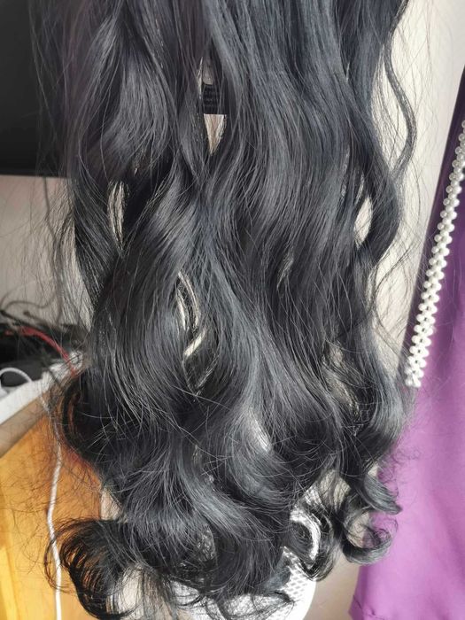 Doczepiane włosy clip in Głęboka czerń 65 cm