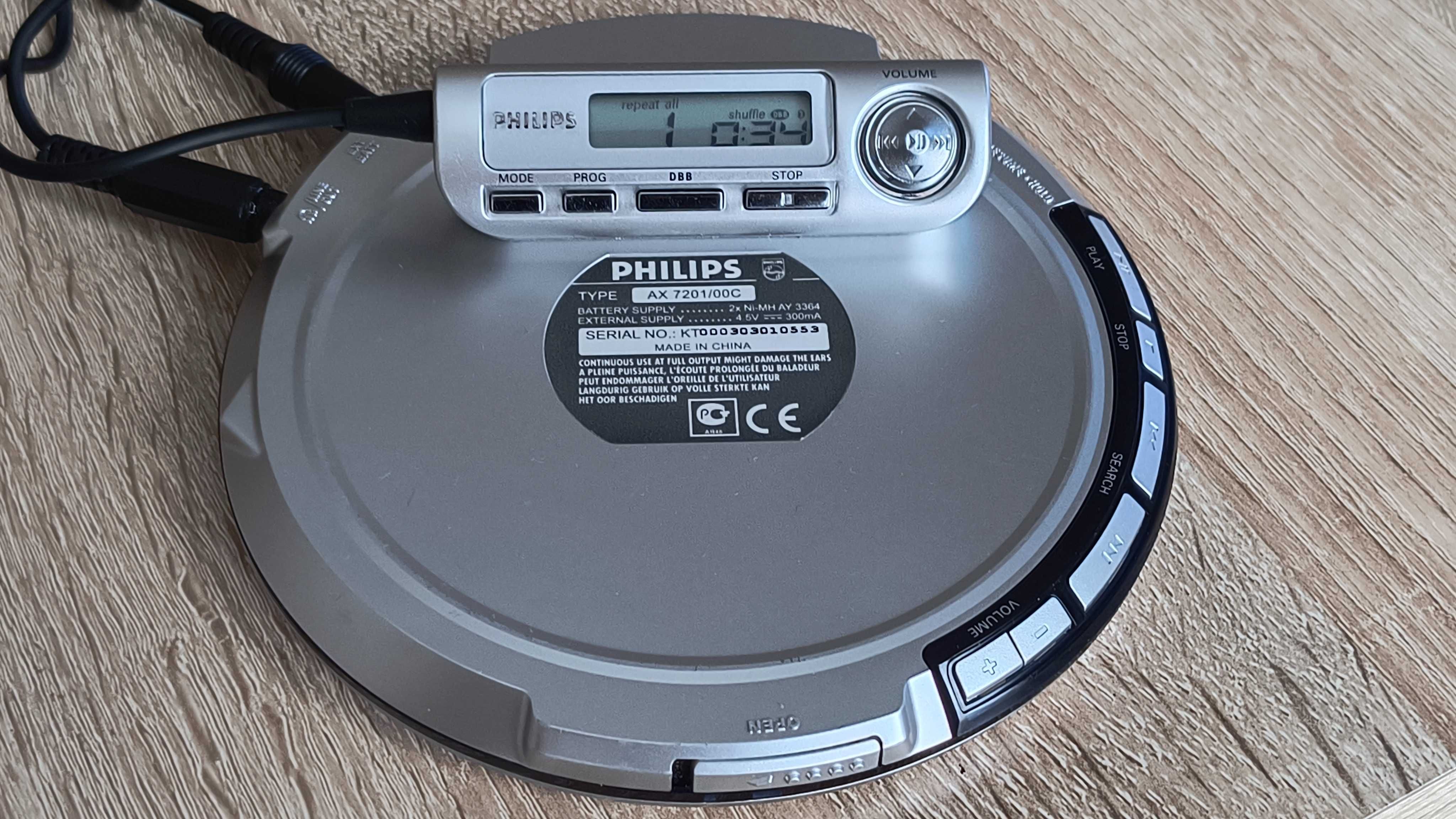 Discman PHILIPS AX7201 audiofilski pilot zasilacz pudełko