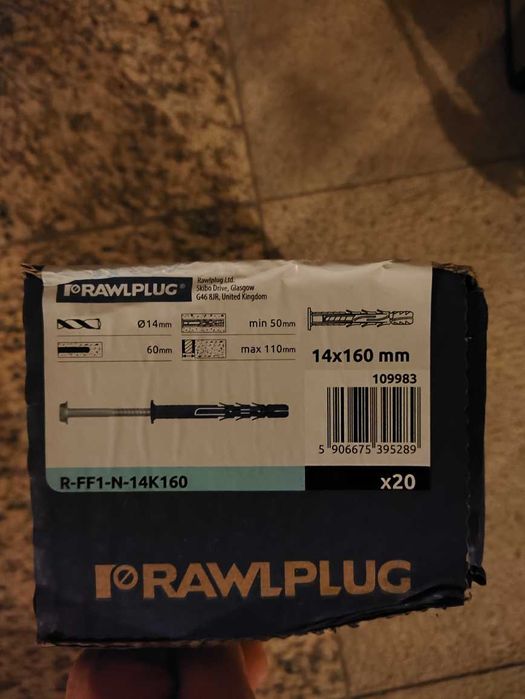 Kołek ramowy Rawlplug 14x160 mm z kołnierzem, wkręt ocynk galwaniczny