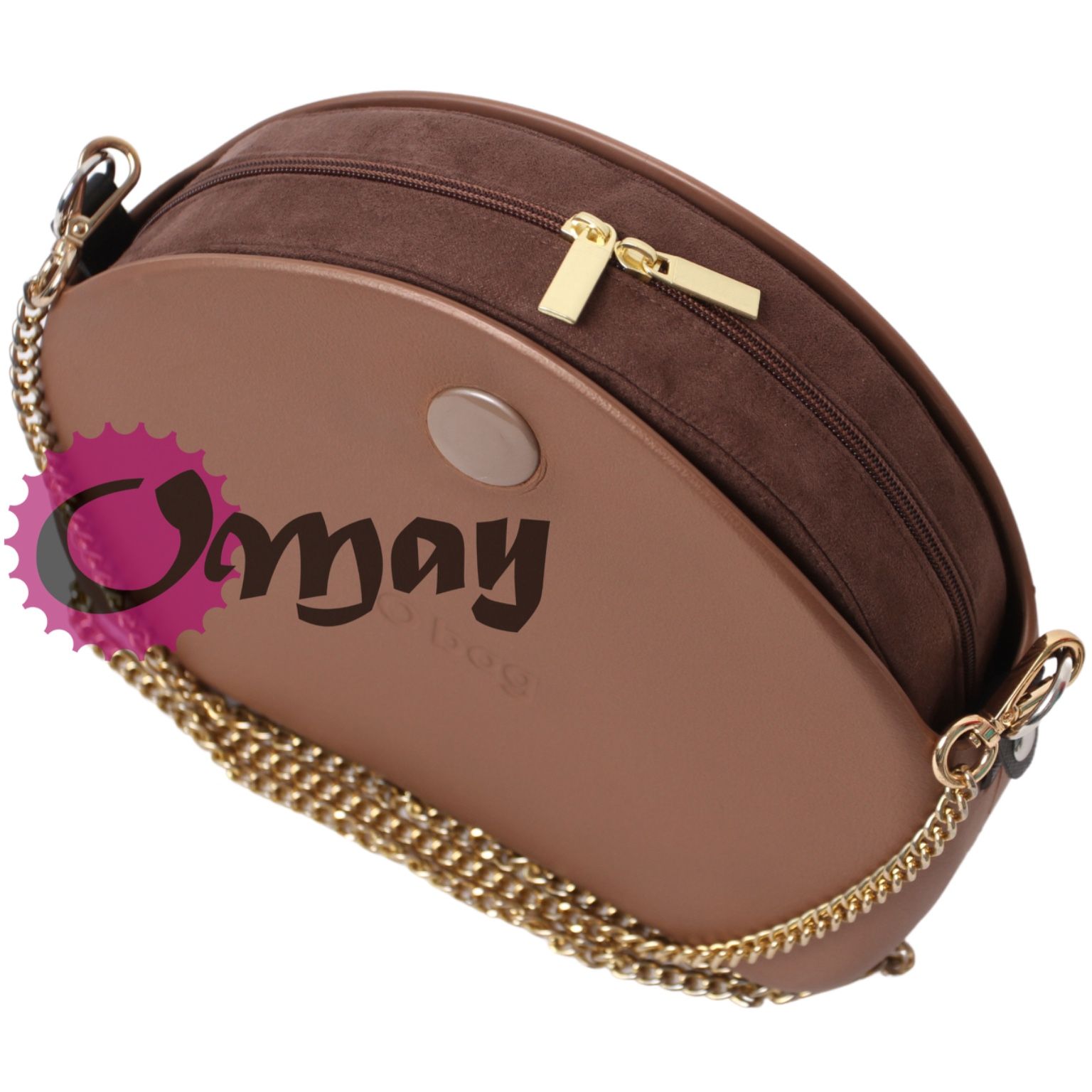 Brązowy organizer do OBAG MOON LIGHT eko zamsz brąz ZŁOTO wkład OMAY
