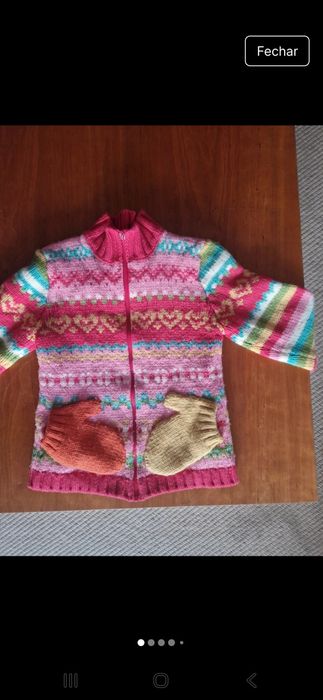 Casaco de Malha Benetton e colete de pelos Cherry menina