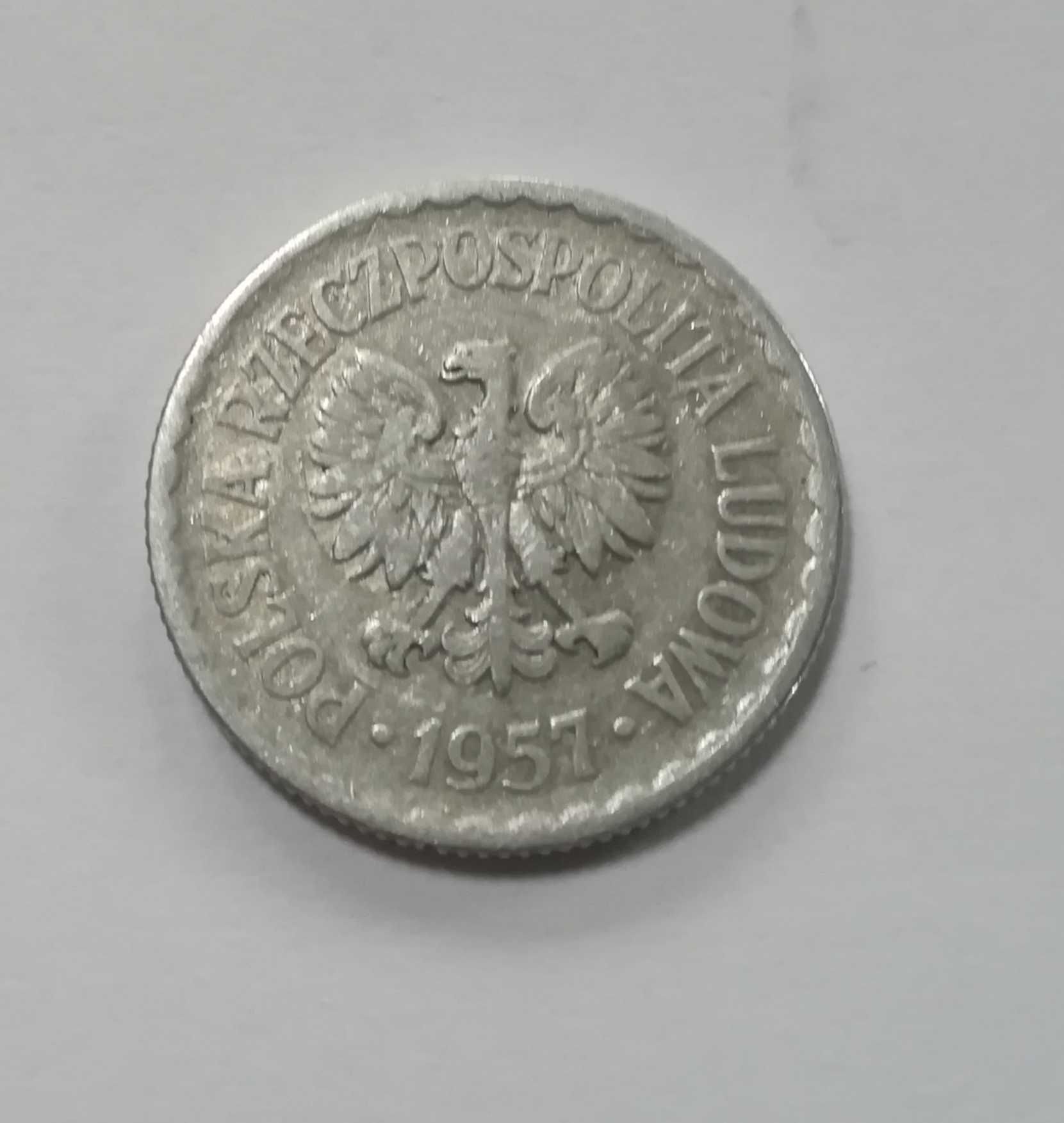 Moneta 1 zł z 1957 r. Stan b. dobry. Bardzo rzadka.