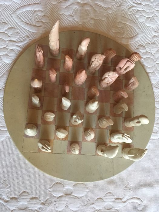 Jogo de xadrez em pedra sabao
