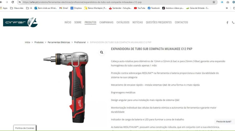 Máquina Expandir Milwaukee C12 PPX