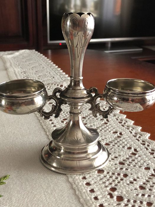 Piękny Kabaret srebrny do przypraw Wiedeń Pr 800 XIX wiek