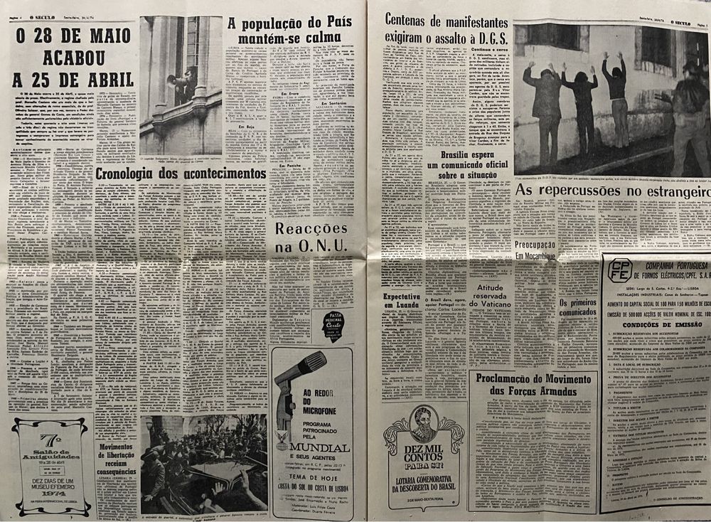 Jornal Diário Popular e o SÉCULO sobre o 25 Abril 1974