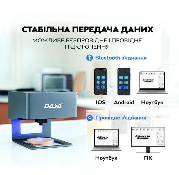 Гравер лазерний портативний DAJA DJ6 80х80мм 3W. Гравировщик
