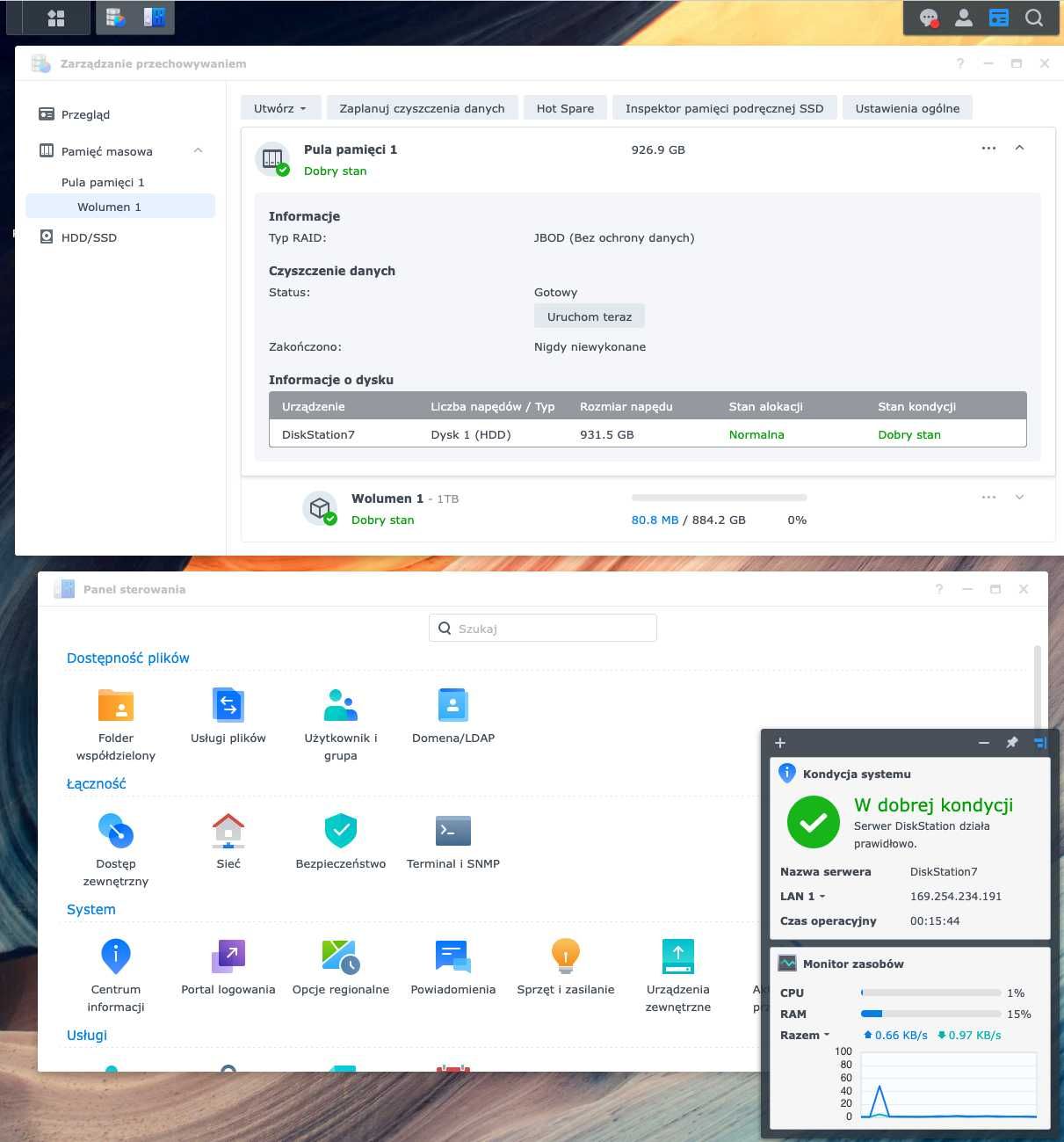 Synology DiskStation NAS 8 dysków HDD DS1815+ 4xEth 4xUSB