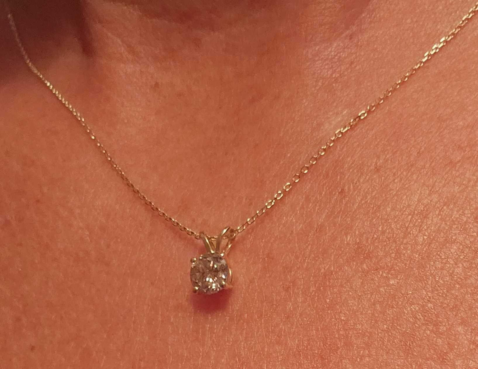 Złoty wisiorek/ diament naturalny 0.62 ct-rzadkość!! Lokata kapitału