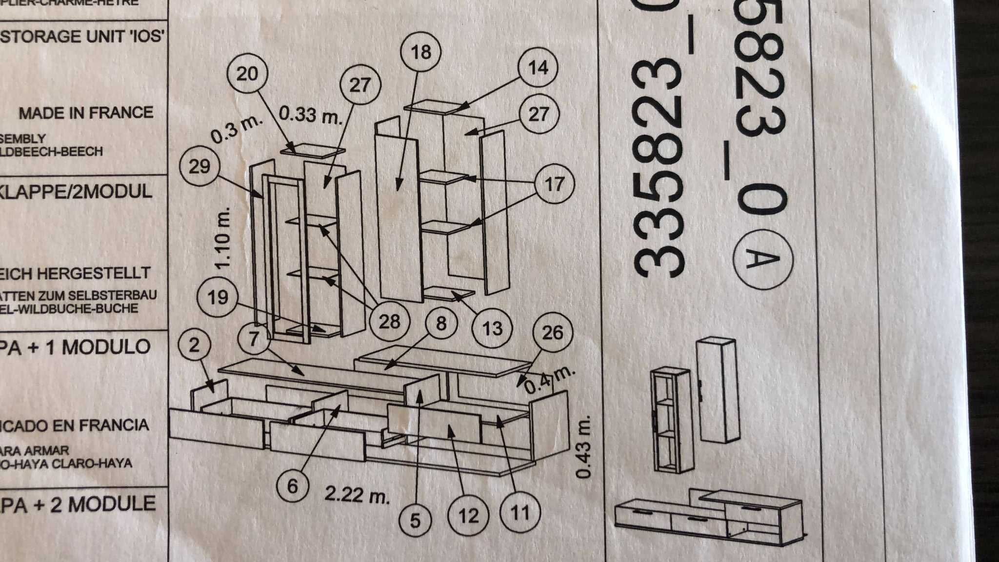 Movel TV + 2 modulos + estante IKEA LACK   - USADO -   Branco/Wengue