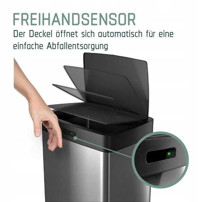 Kosz na śmieci z czujnikiem 50 l - srebrny - automatyczny kosz
