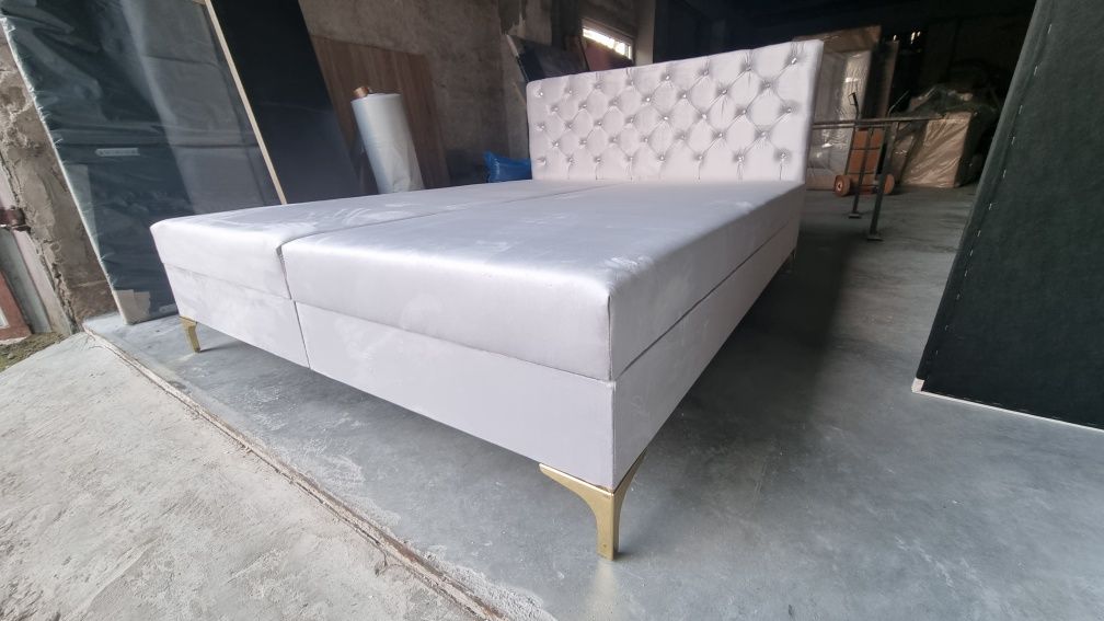 Łóżko kontynentalne Glamour loft materac i pojemniki 160x200
