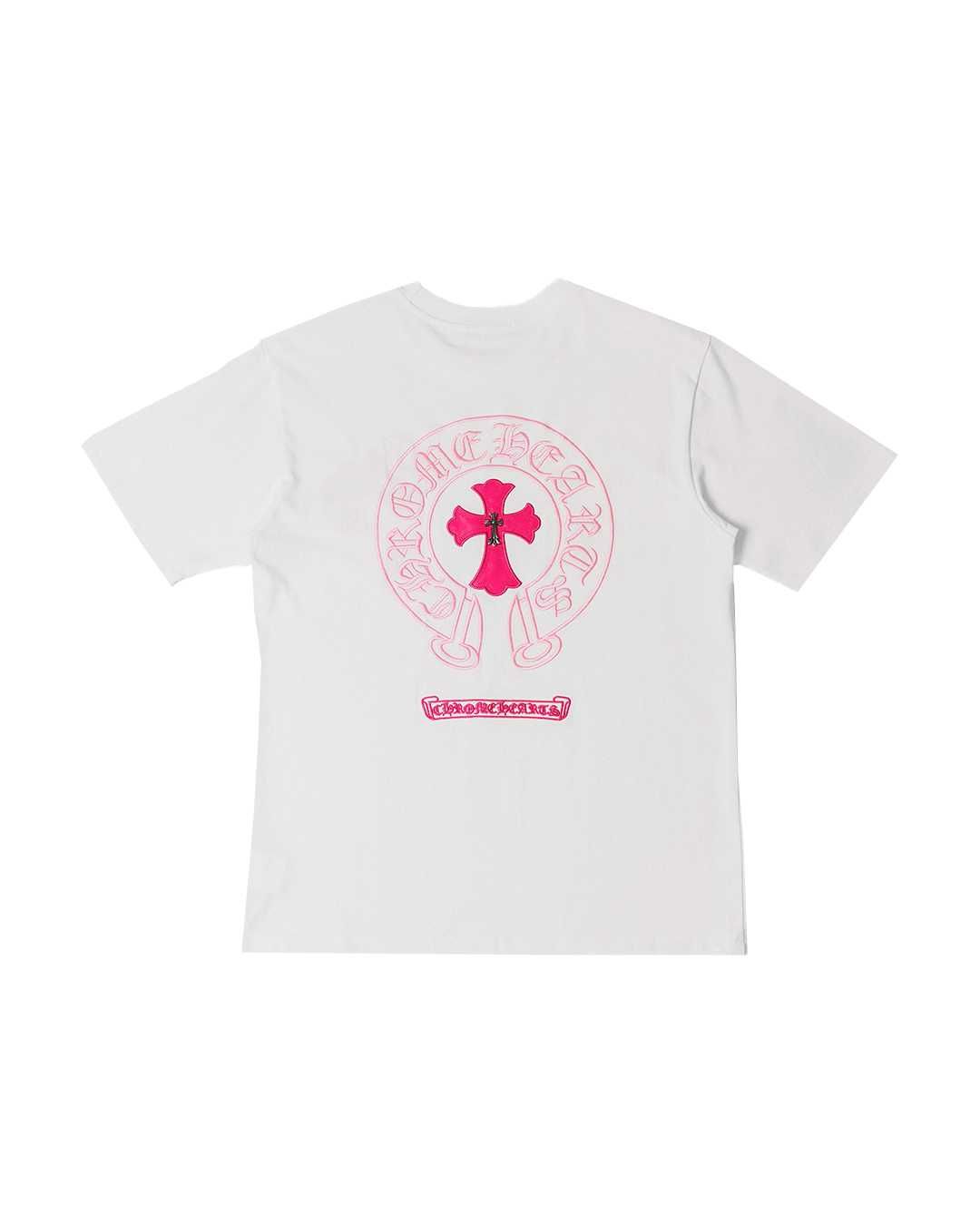 Футболка Chrome Hearts T-Shirt White With Pink Logo CH109-WT