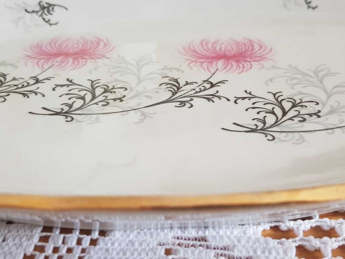 talerz półmisek złocony zdobiony zsrr Ryga vintage retro prl porcelana