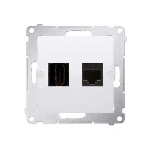 Gniazdo HDMI + komputerowe RJ45 biały Simon54