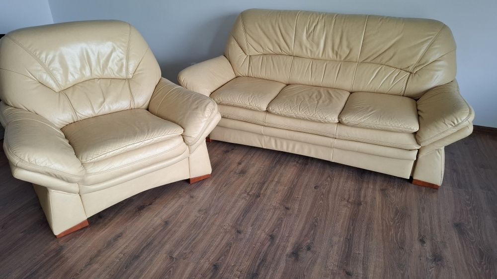 Wypoczynek skórzany, fotel i sofa z funkcją spania