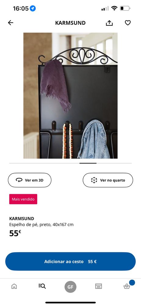 Espelho ikea preto karmsud