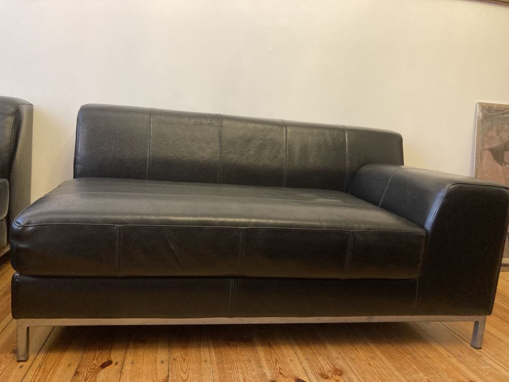 Piękna skórzana sofa z szezlongiem