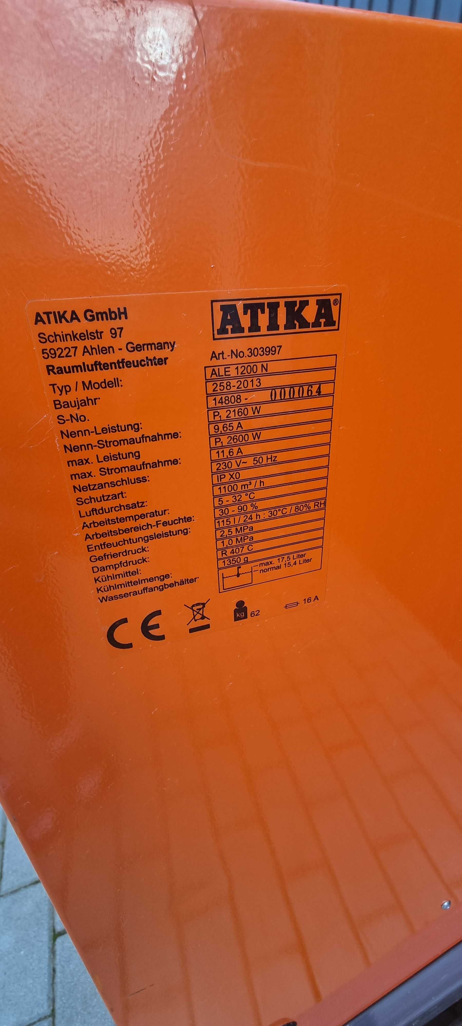 Osuszacz powietrza kondensacyjny, przemysłowy ATIKA ALE 1200N