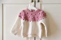 Sweterek, sweter biały, różowy, Zara 80, stan idealny