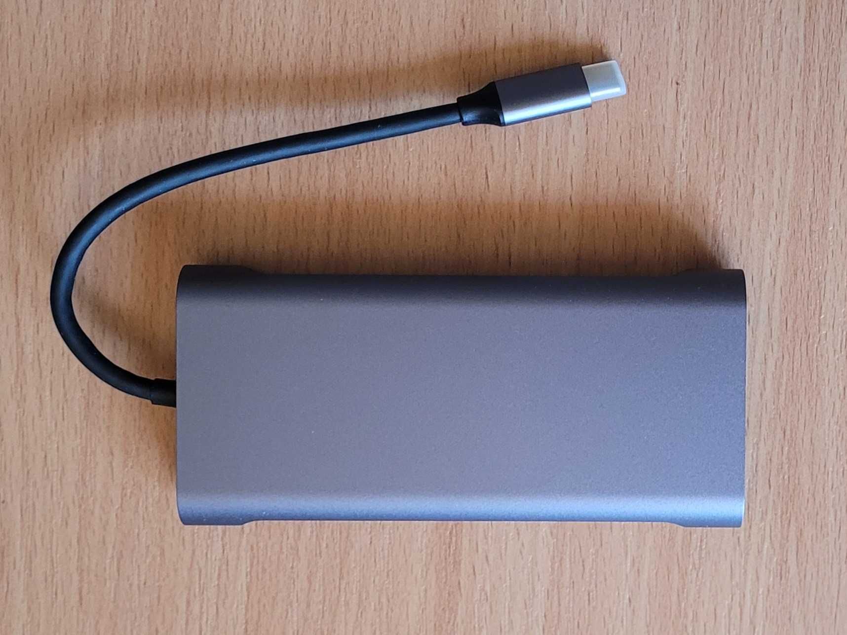 Hub stacja dokująca usb-c 11w1 hdmi, gigabit ethernet, rj45, jack, sd