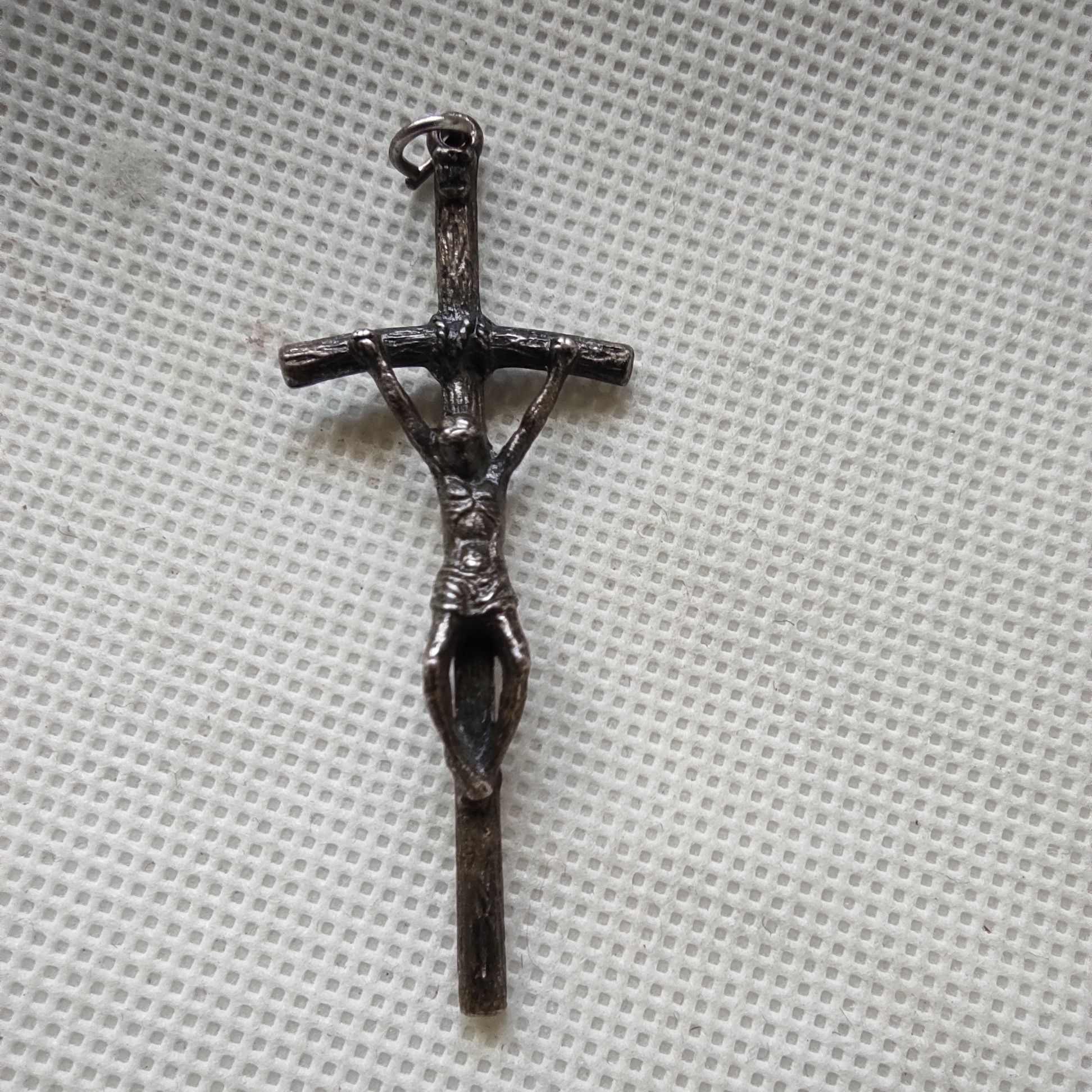 Krzyż krzyżyk duży Jezus vintage zawieszka