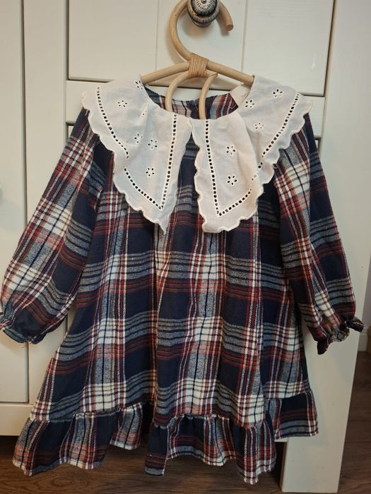 Sukienka w kratkę Mini Me handmade Rozmiar 92-98