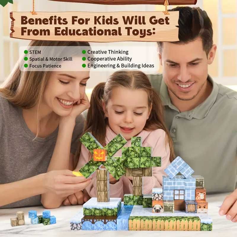Магнітний конструктор Майнкрафт 100 блоків Minecraft  Будинок з водосп