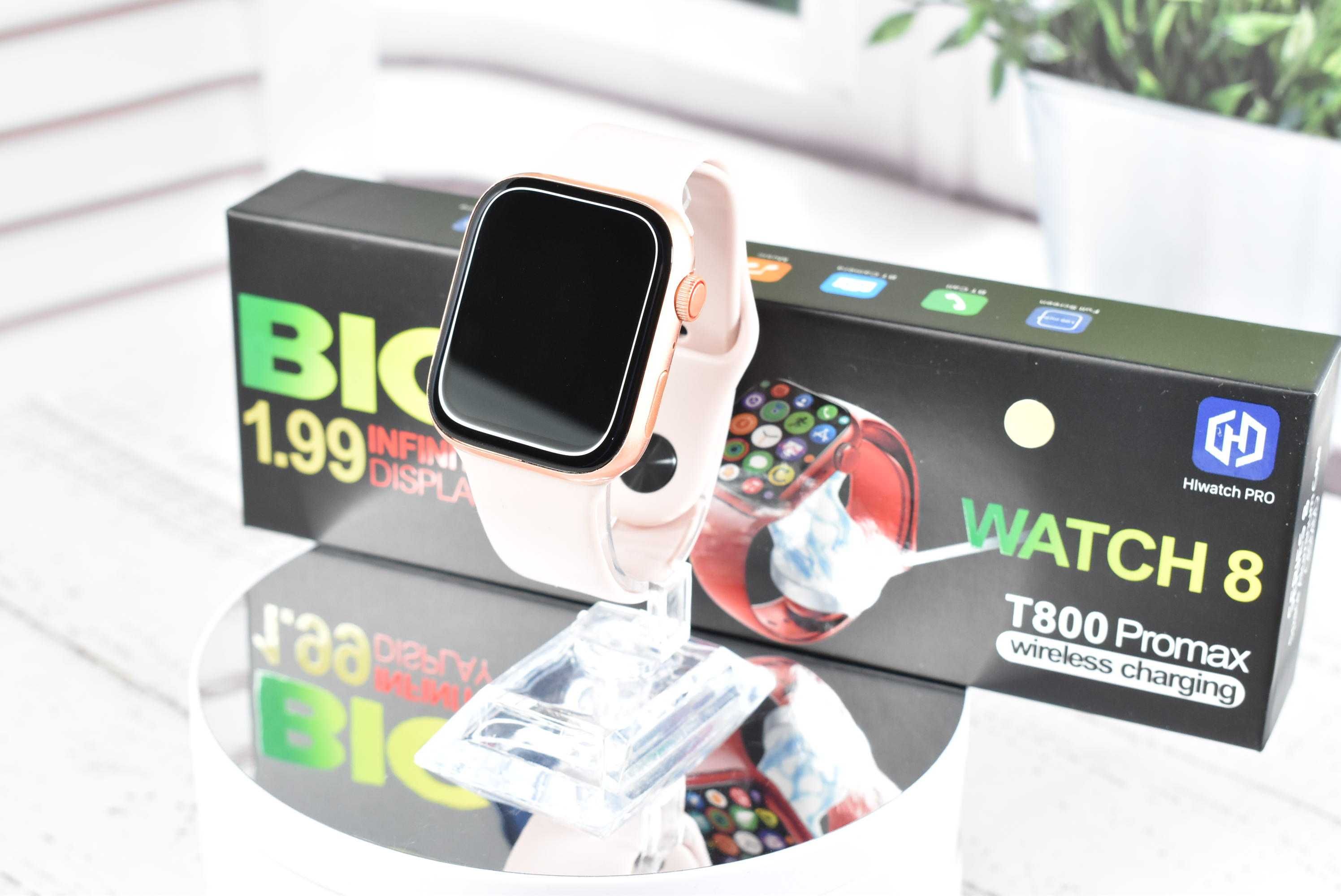 Смарт годинник Т800 Promax Smart watch 8 wireless charging Pink