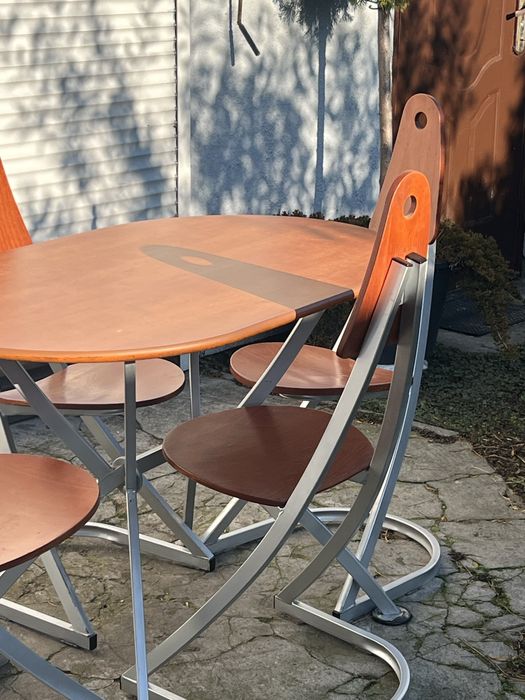 Stol kuchenny owalny 100cm z 4 krzesłami