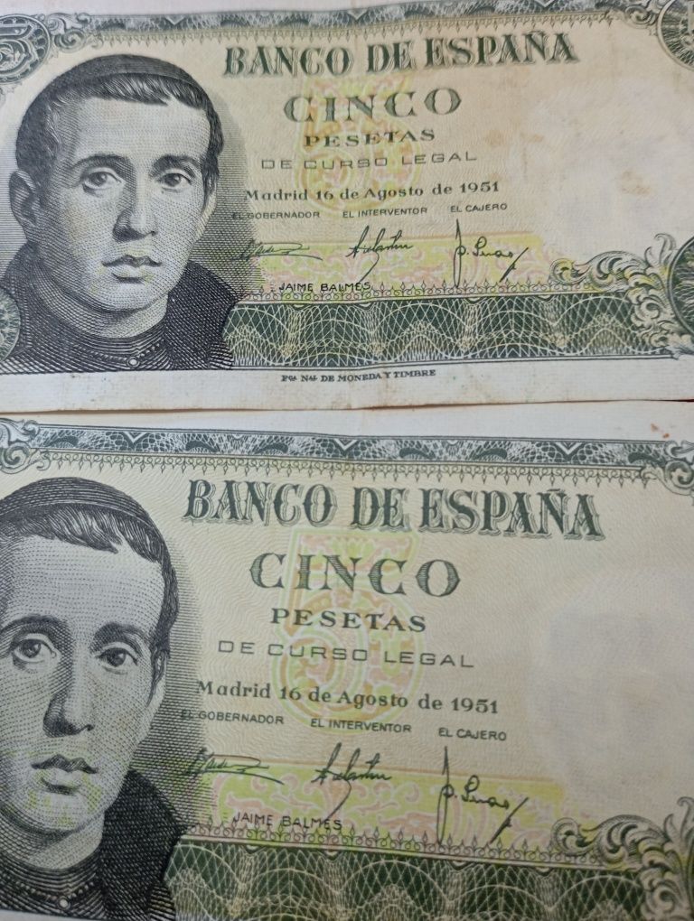 2 Nota de 5 pesetas Banco de Espanha