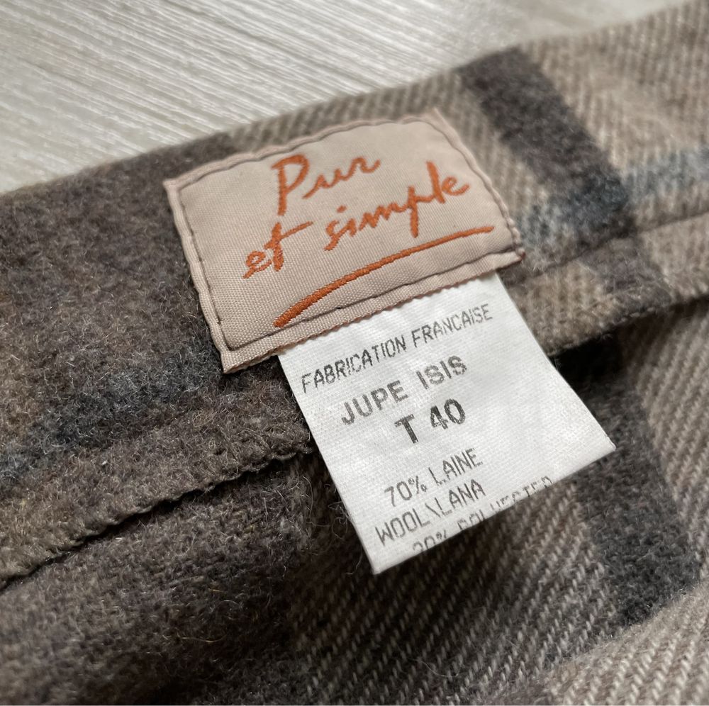 Spódnica kopertowa vintage retro Pur et Simple Jupe Isis 70% wełny M