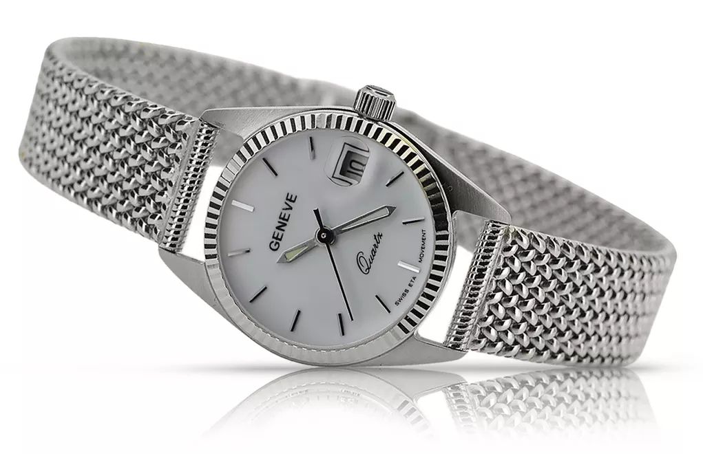 Zegarek damski z białego złota 14k 585  Geneve lw020wdw&lbw003w K