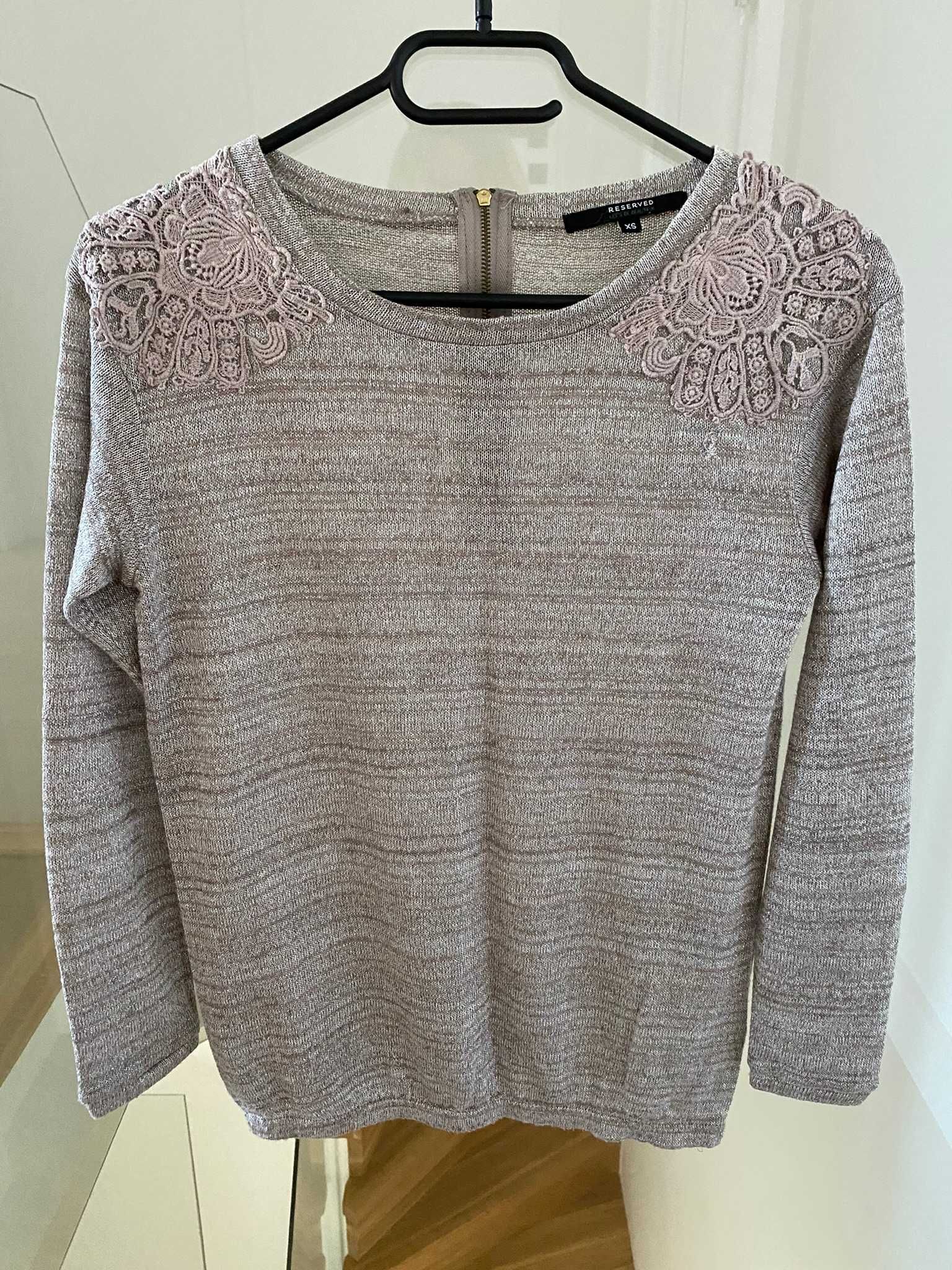 Sweter reserved XS złoty koronka
