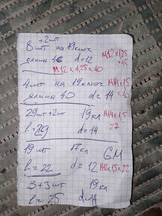 Болты колесные Бовти колеса колесні