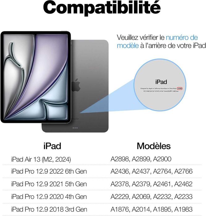 Dracool Etui z klawiaturą do iPada Pro 12,9 cal Bluetooth układ AZERTY