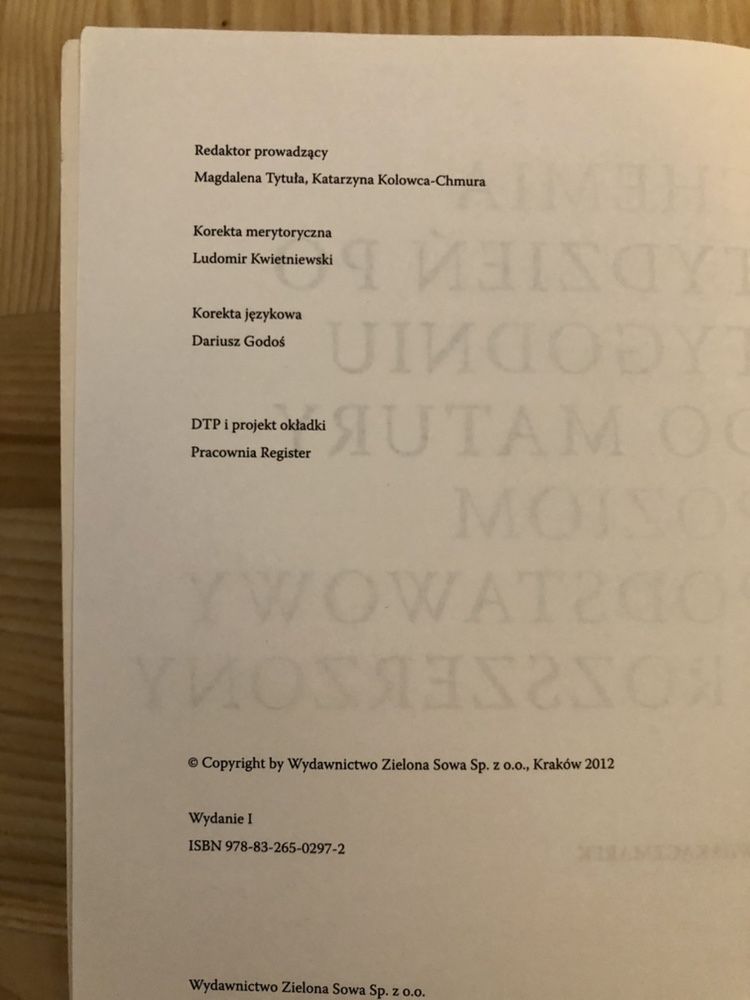 Chemia Tydzień po tygodniu do matury