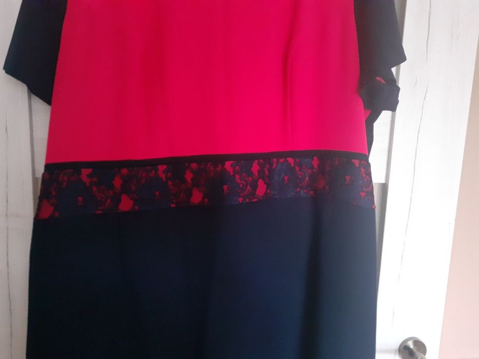 Elegancka czerwono granatowa sukienka 46/XXXL