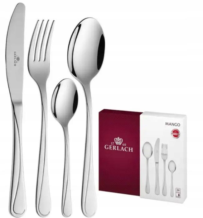Komplet 48 SZTUĆCÓW POŁYSK 12 Osób sztućce pudełko GERLACH Mango