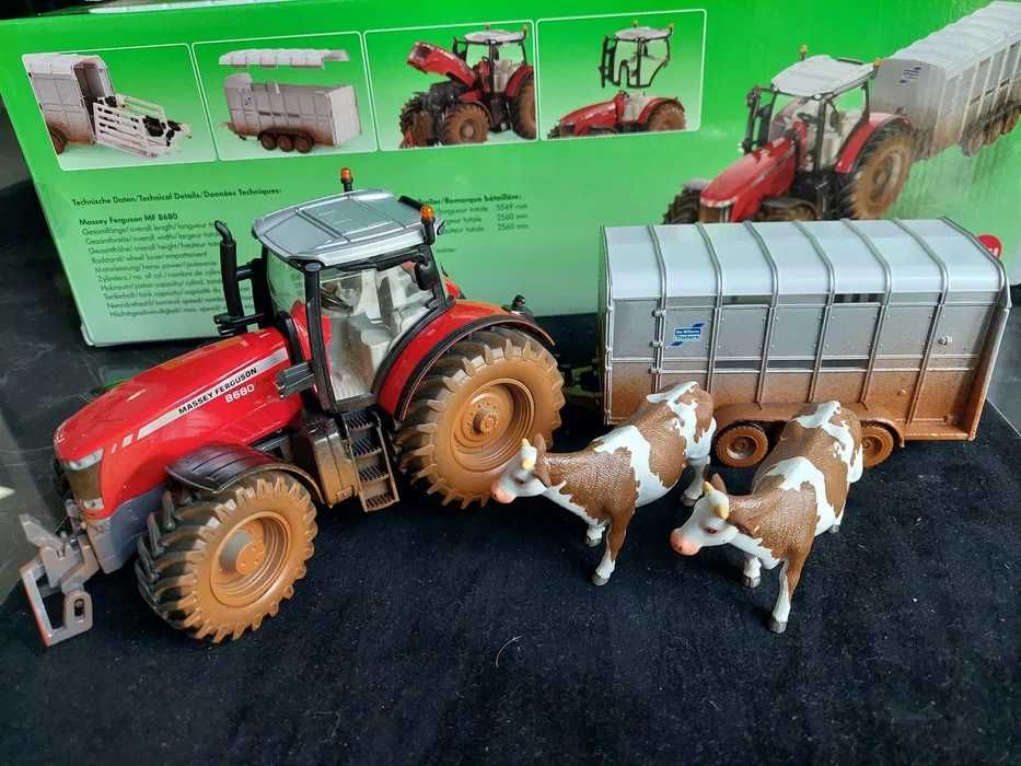 Siku 8608 Massey Ferguson 8680+ przyczepa z krowami 1:32