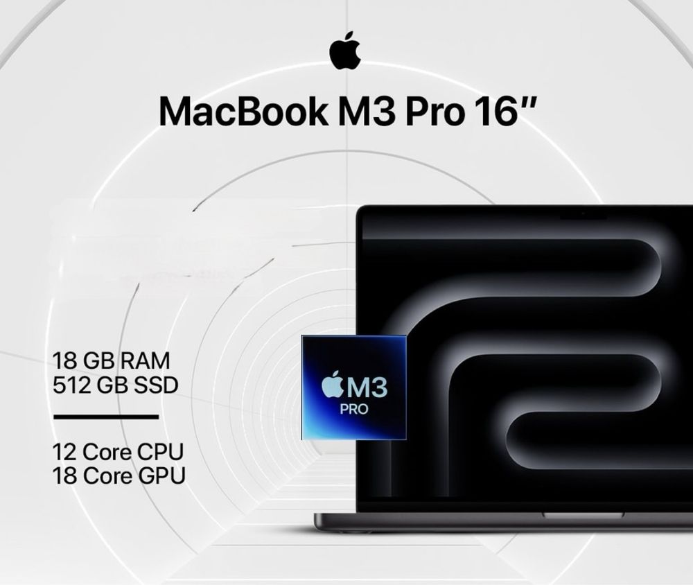 MacBook Pro 16” M3 PRO 18GB/512GB | 18GB/1TB | 36GB/512GB | 36GB/1TB