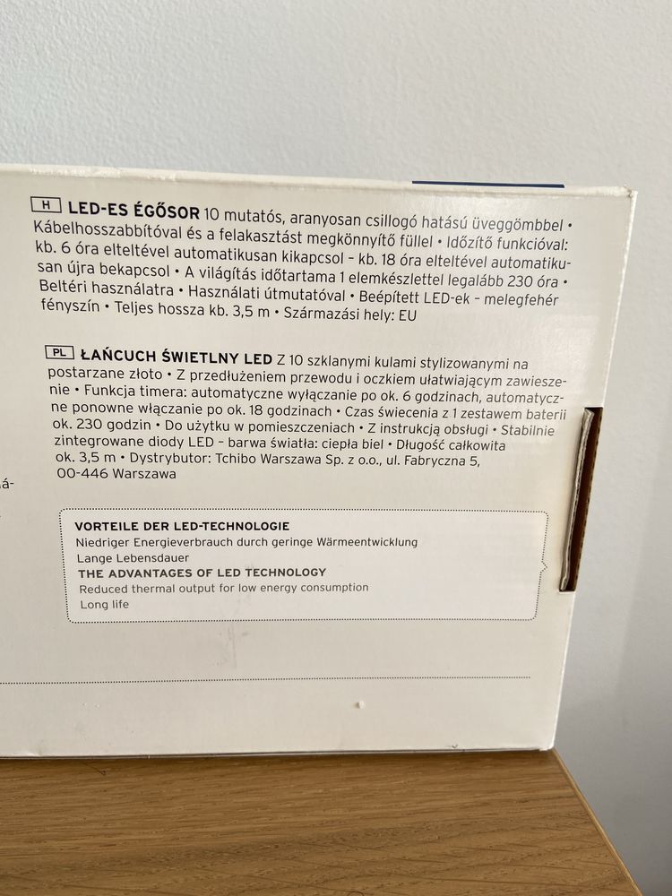 Lampki świąteczne szklane kule 10 szt. na baterie łańcuch ciepłe