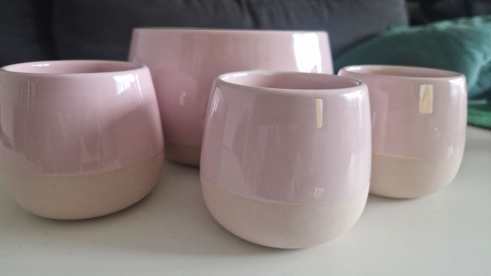 Osłonki na doniczki Ikea różowe pudrowe