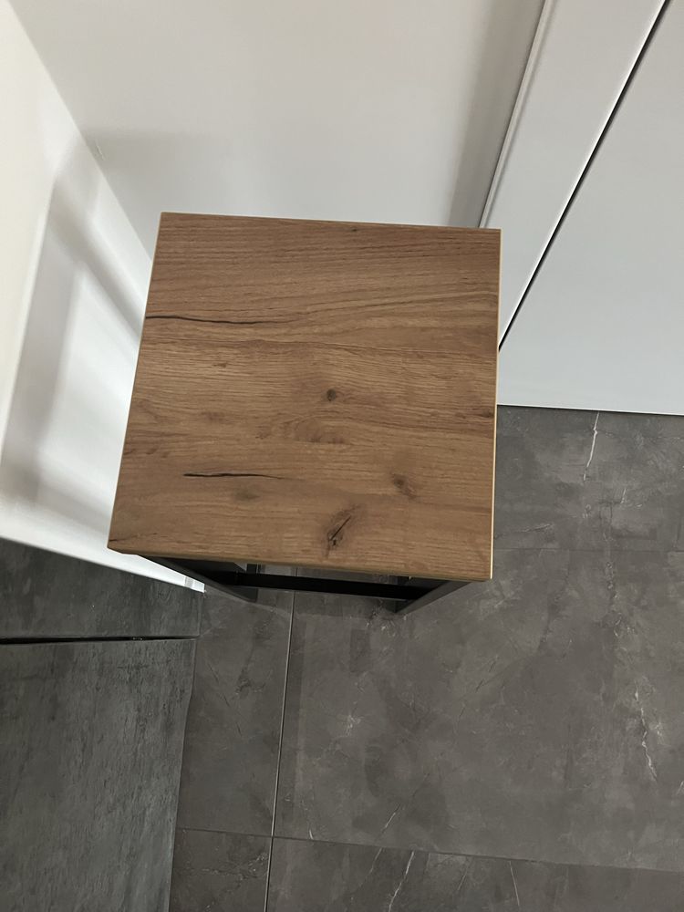 Hoker stołek barowy taboret kwietnik krzesło loftowy dąb craft złoty