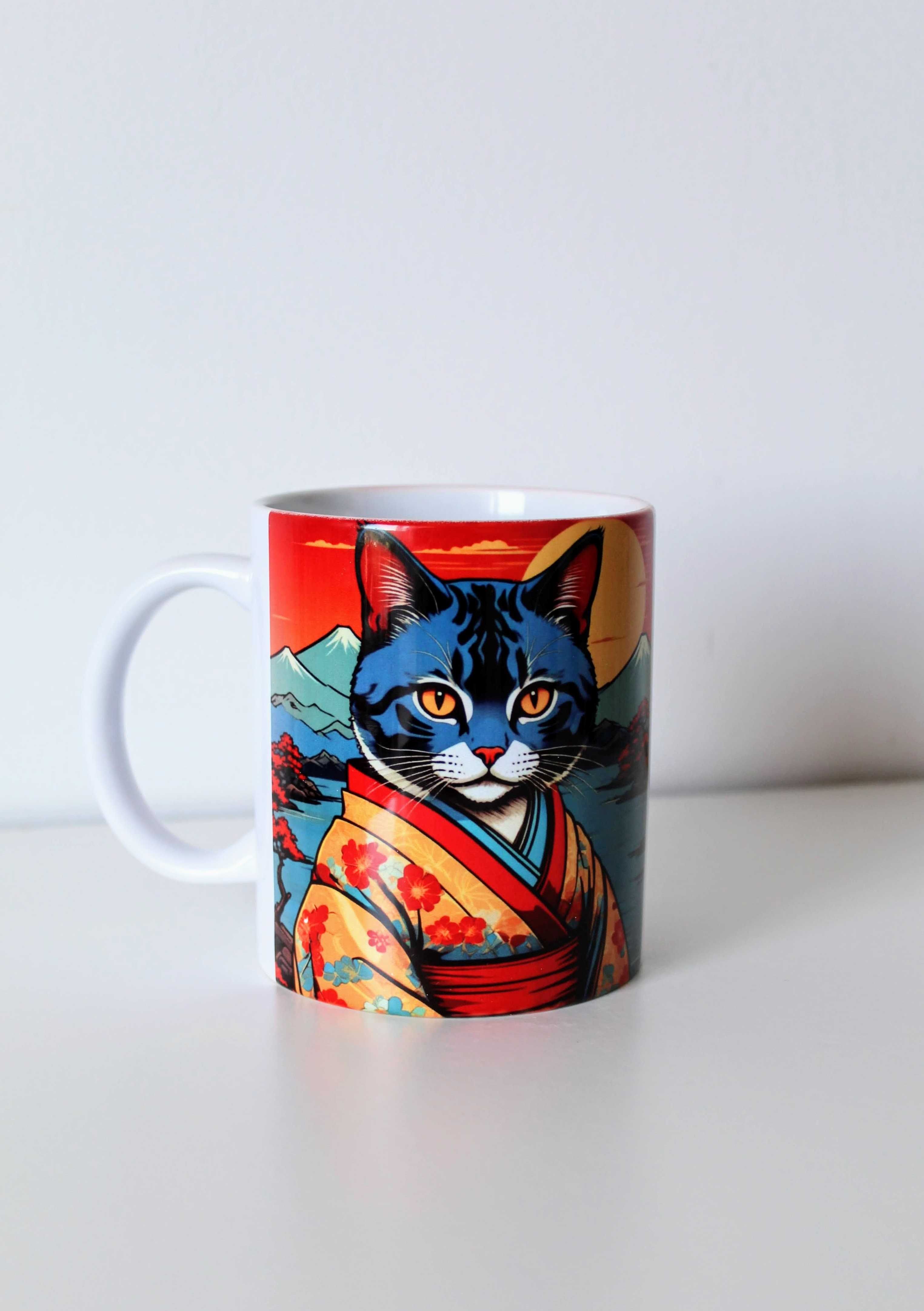Kubek Kot w kimonie, japoński styl, 330ml
