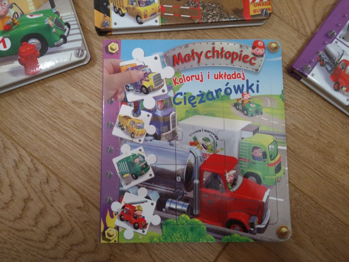 Książki dla chłopczyka/samochody/ciężarówka/budowlane/puzzle/zestaw