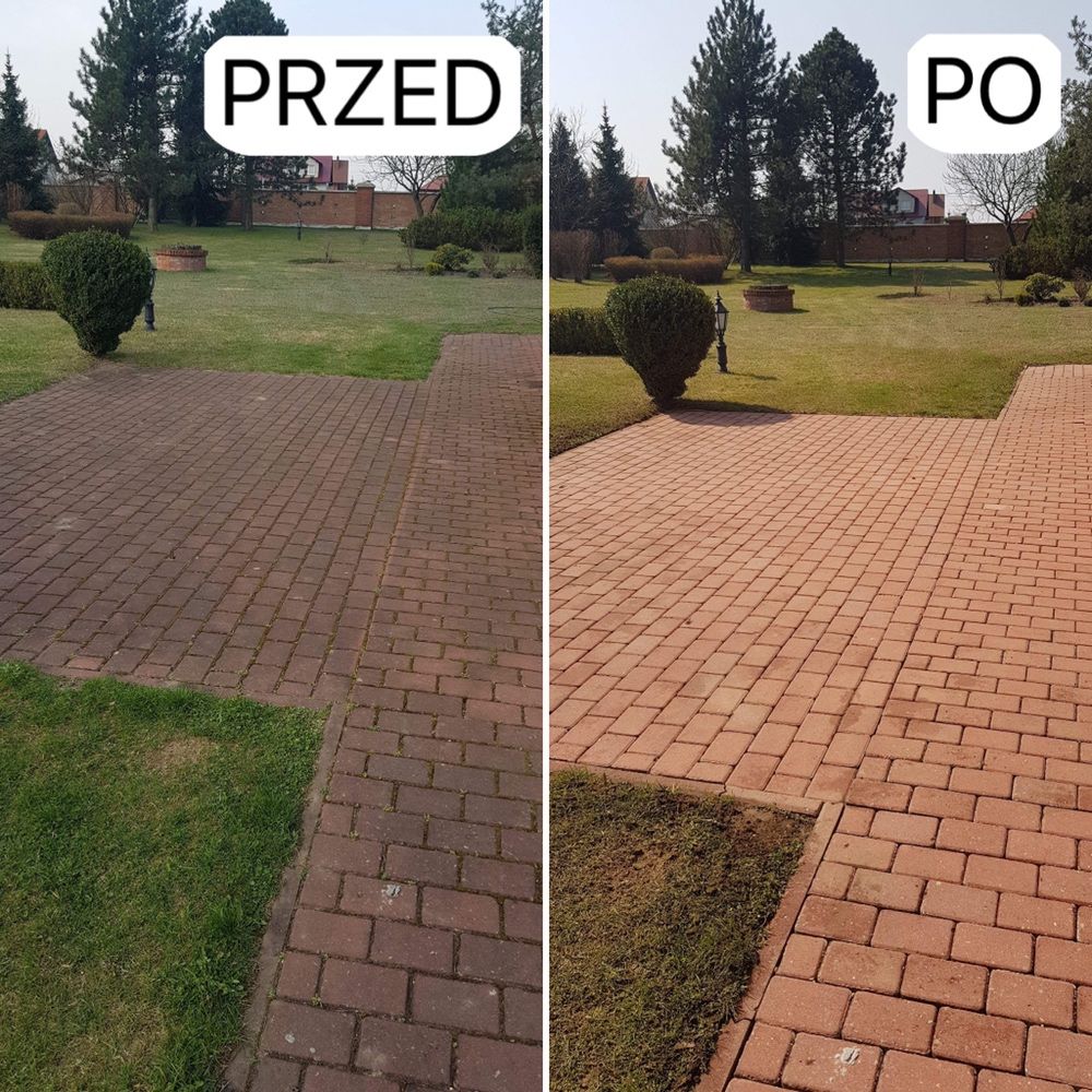 Czyszczenie kostki brukowej ogrodzeń gorącą wodą