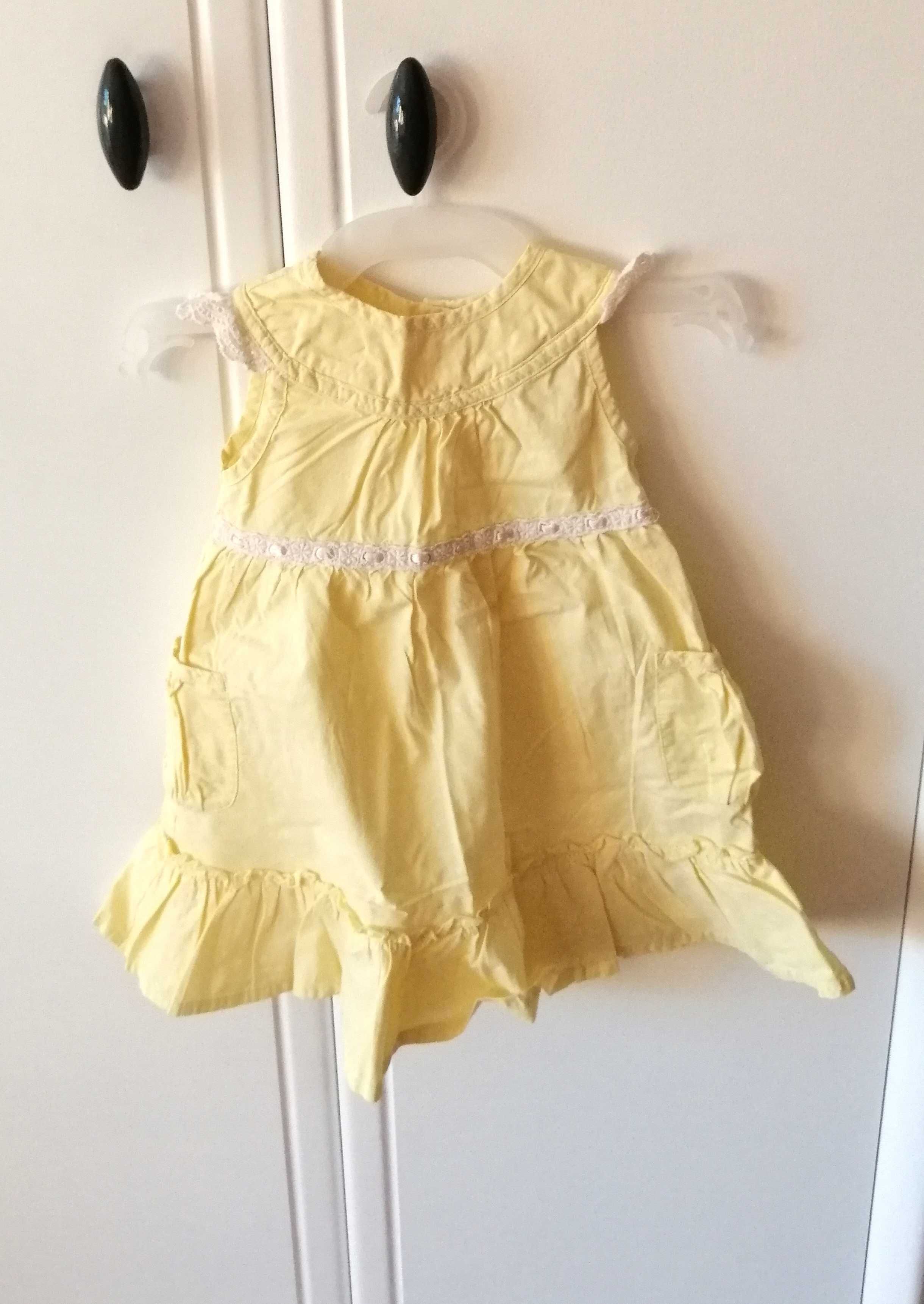 żółta wiosenna sukienka dla dziewczynki 3-6mies 62 68 prosta letnia