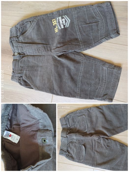 Spodnie chłopięce sztruksowe ocieplane C&A r.74